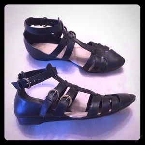 Black cut out strappy flats